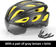 Baymate Fietshelm Mannen EPS Integraal gegoten Ademende Fietshelm Mannen Vrouwen Bril Lens Aero MTB Racefietshelm TT-16-BY