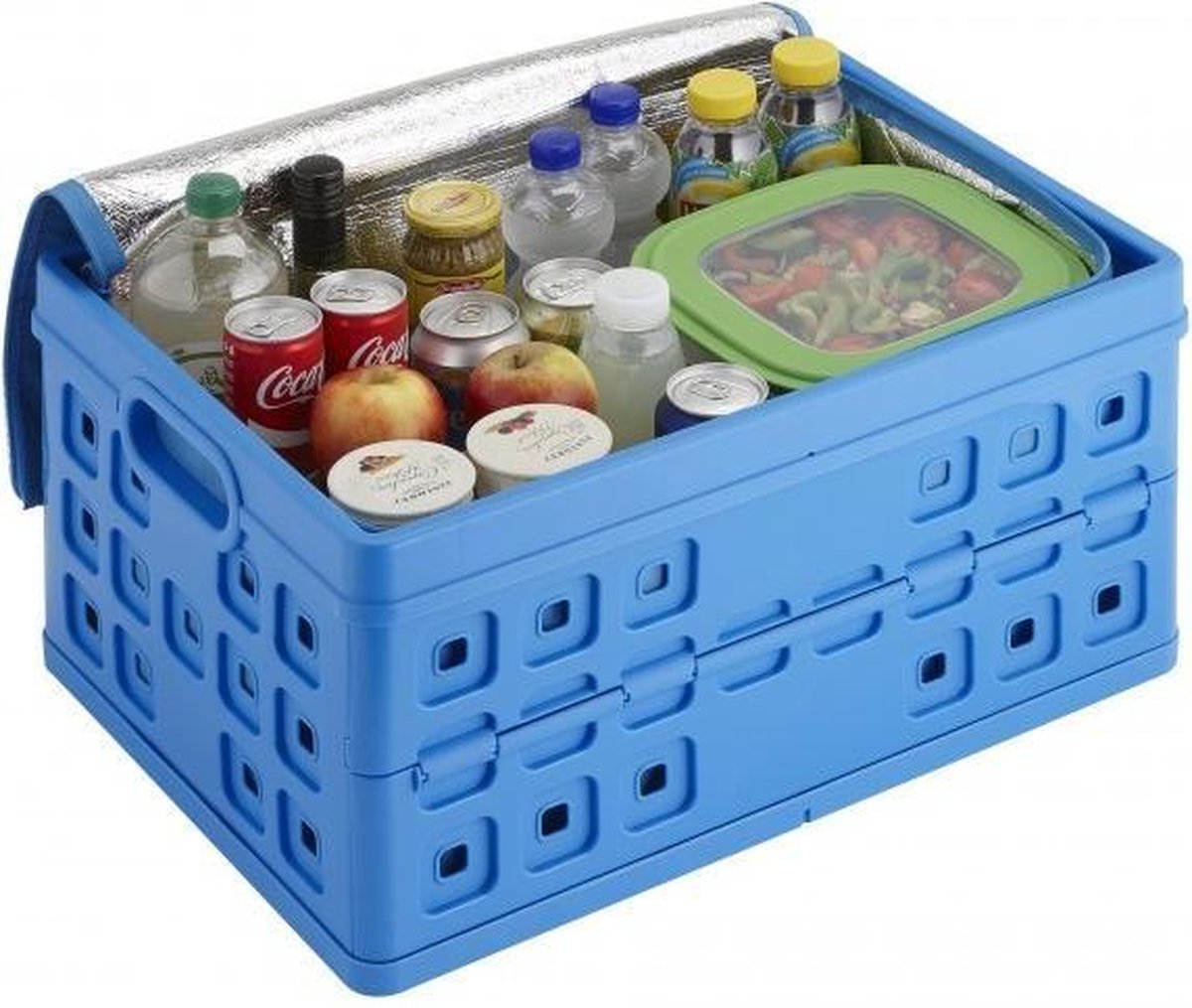 Vouwkrat  met handgrepen & koeltas 46 l  blauw