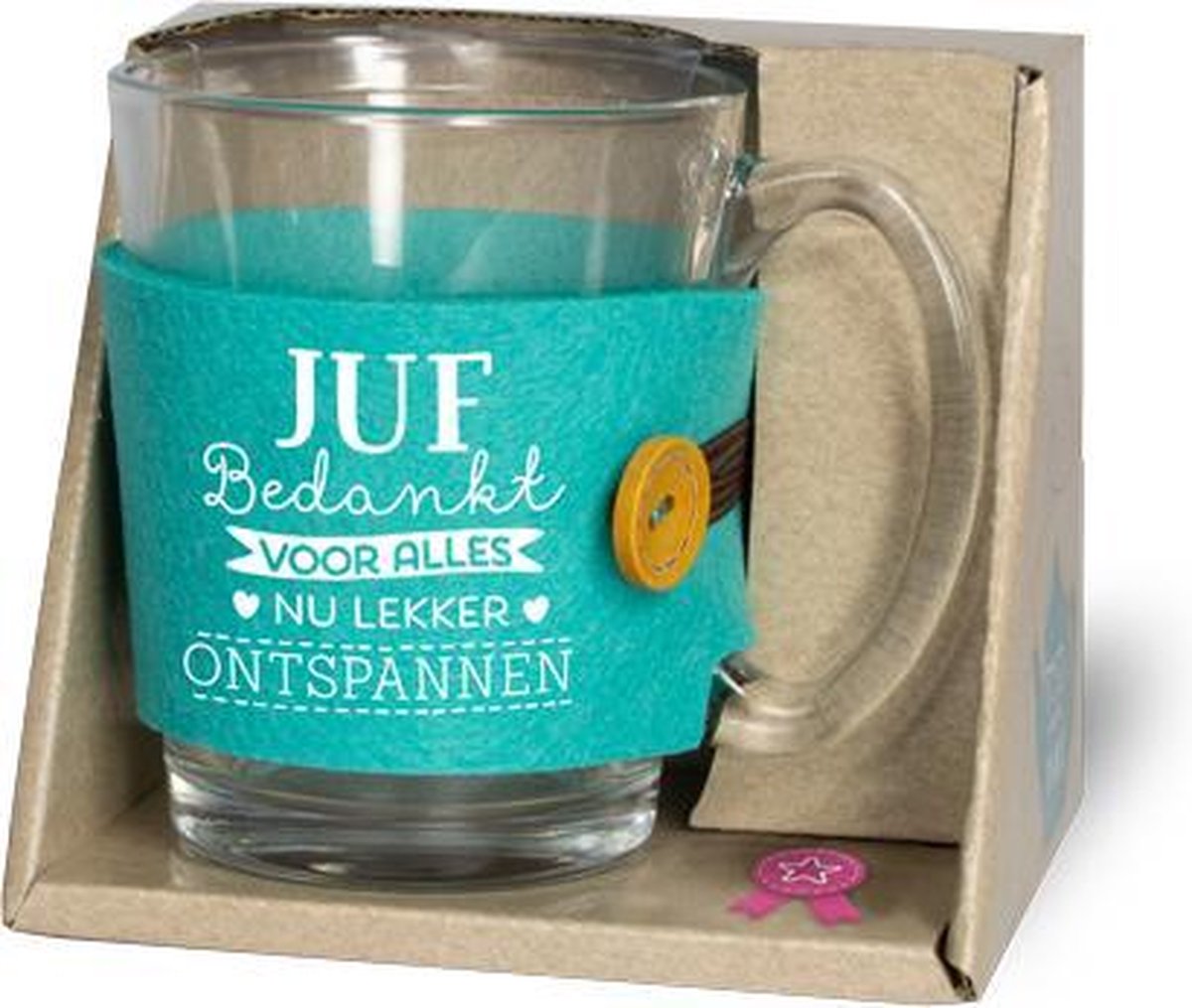 Tijd voor thee - Theeglas - Juf Bedankt