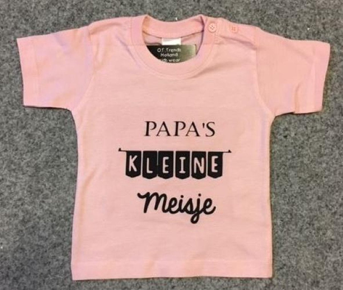 Baby shirt roze met opdruk Papa's kleine meisje maat 92