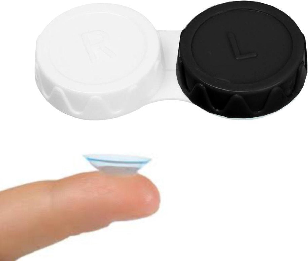 GEAR3000® lenshouder - lenzenhouder - lenzendoosje - lenzenbakje - two tone - zwart