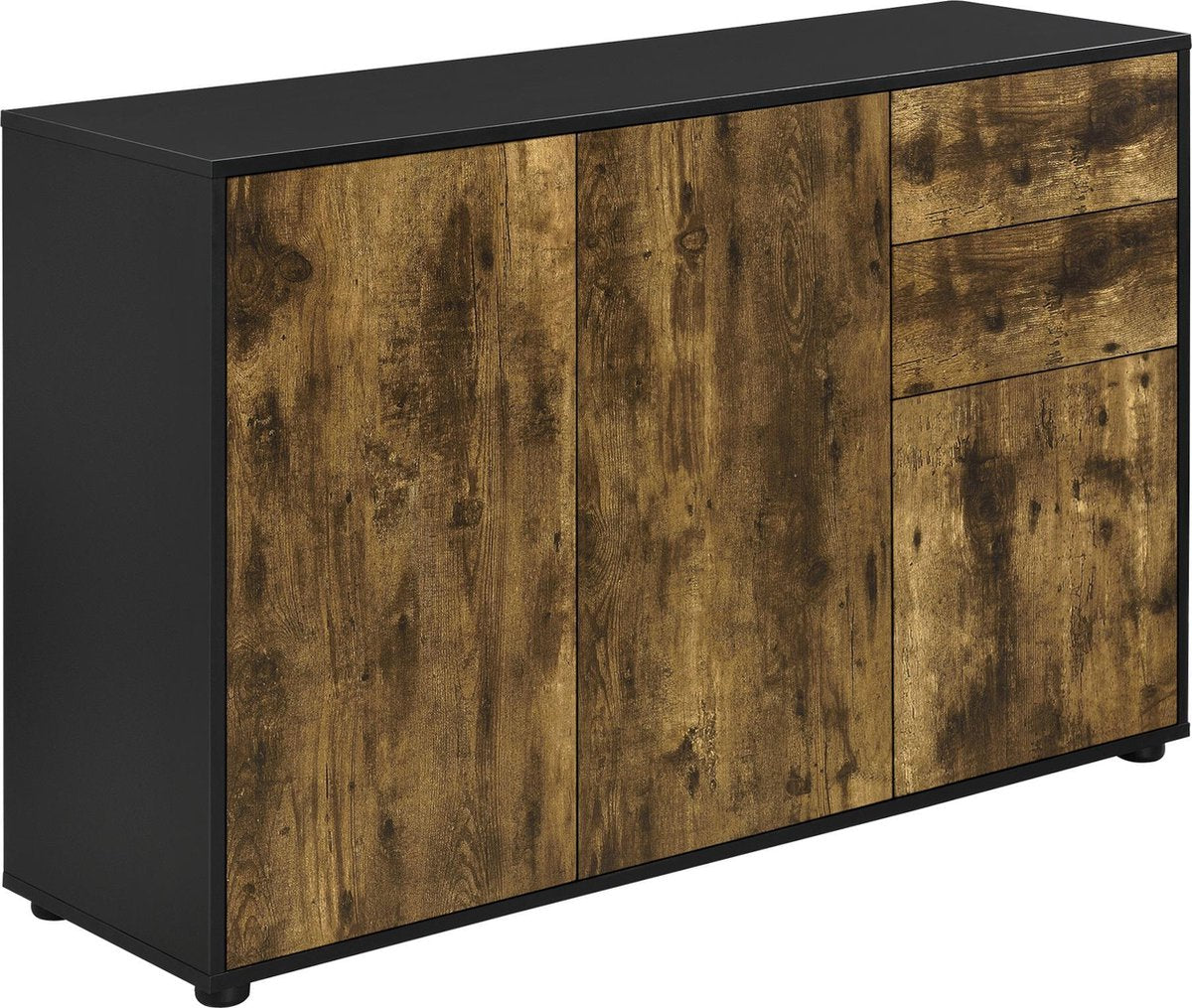 Commode Paarl druk en open 74x117x36 cm zwart en eiken