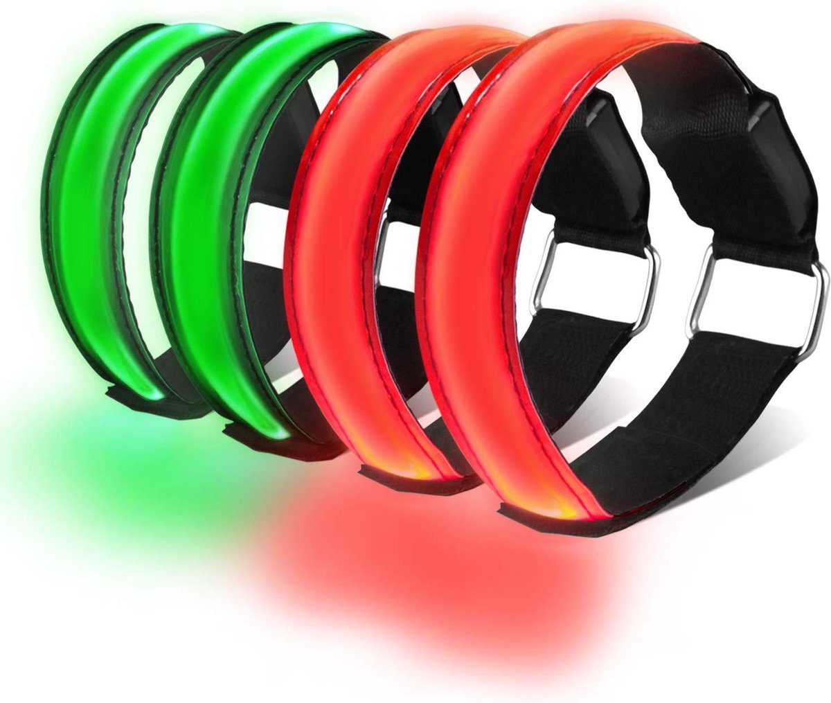 KW® Reflecterende Veiligheids Armbanden met LED | 4 Stuks | Reflectie sport-armbanden | Sport armbanden | Wielrennen Hardlopen veiligheidsband | reflectie sportarmband hardloop wielren sport fiets hardloopverlichting