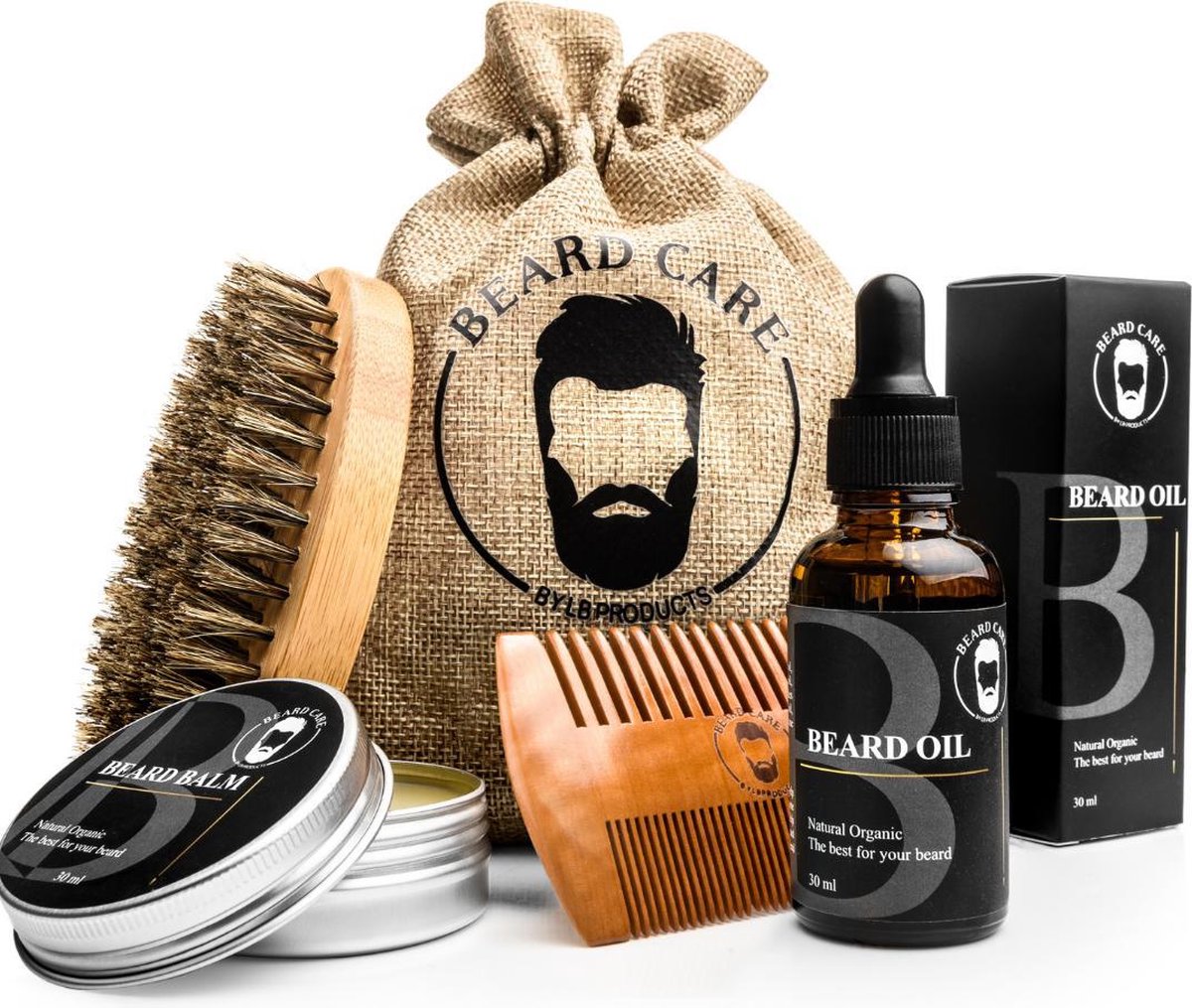 Baardverzorging set l Baardolie l BaardBalsem l Baardkam l Baardborstel I Giftset I Geschenkset I voor Mannen I Baardgroei I Baard | Baardset | Kado man | Cadeau voor hem