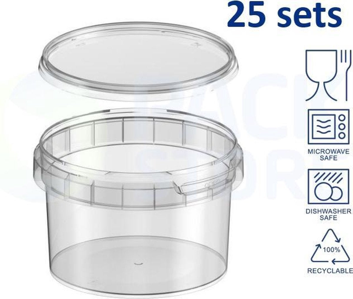 25 x Plastic vershoudbakjes met deksel - 280 ml - rond (ø95mm) - transparant - geschikt voor diepvries