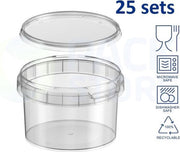 25 x Plastic vershoudbakjes met deksel - 280 ml - rond (ø95mm) - transparant - geschikt voor diepvries