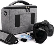 WiseGoods Universele Dslr Camera Tas - Foto Tas Spiegelreflex Tas - Inclusief Waterdichte Regenhoes -  Fotocamera Tas - Licht Grijs