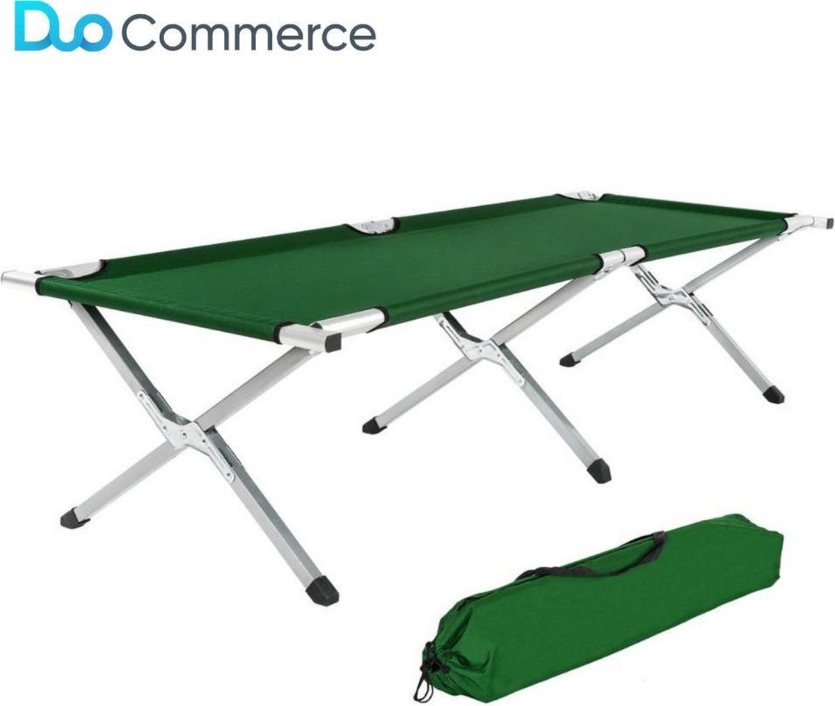 Camping Veldbed van aluminium groen - Campingbed 190 x 70 x 45 cm