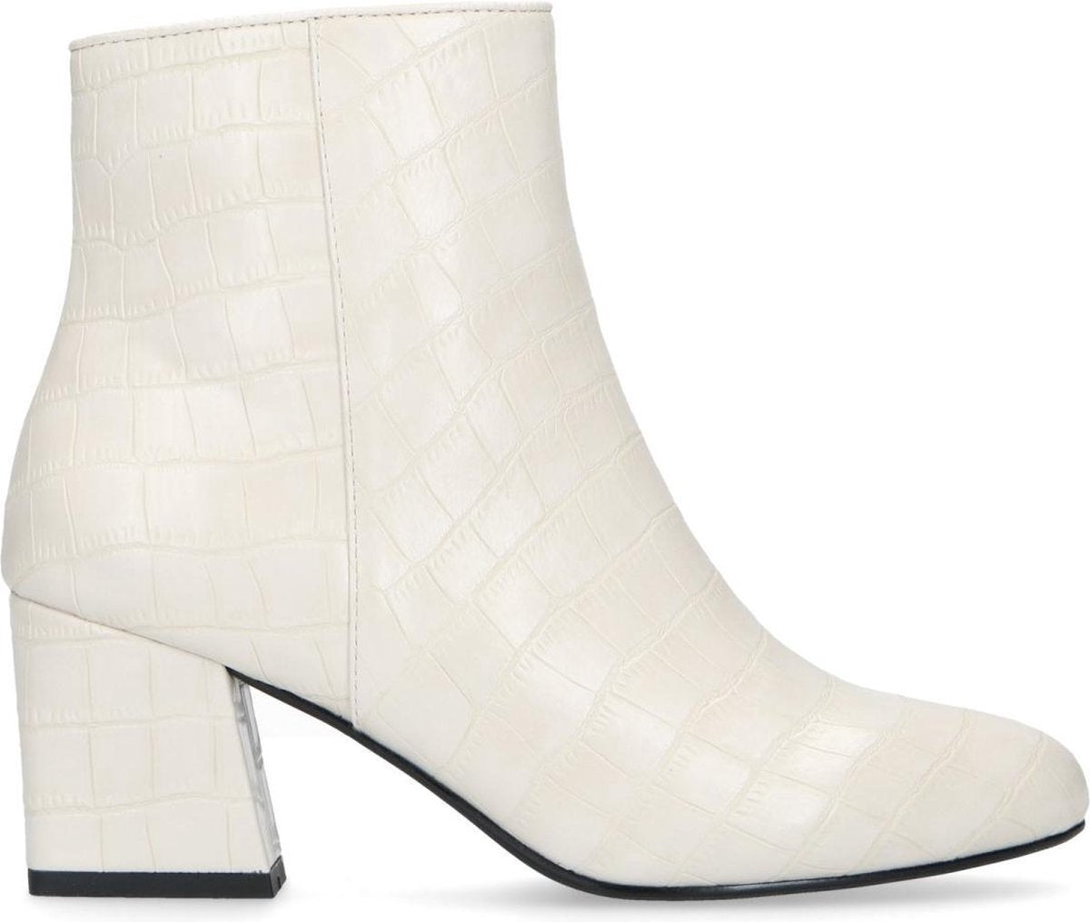 Sacha - Dames - Beige croco enkellaarsjes met blokhak - Maat 39