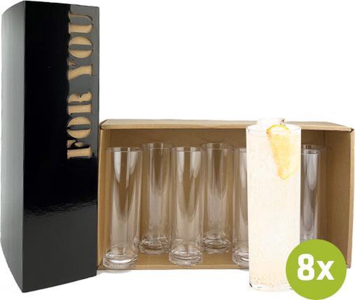 8x Longdrinkglas Cairo 22cl cadeauset | Onbreekbare kunststof / plastic drinkglazen