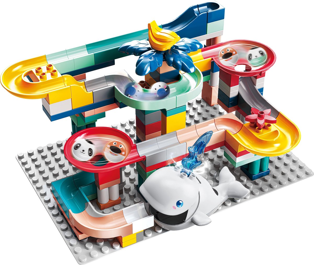 Knikkerbaan 135 delig - Oceaan Thema - Mijn Eerste Knikkerbaan Creaties  - Bouwblokken Voordeelverpakking - Bouwstenen compatibel met Duplo