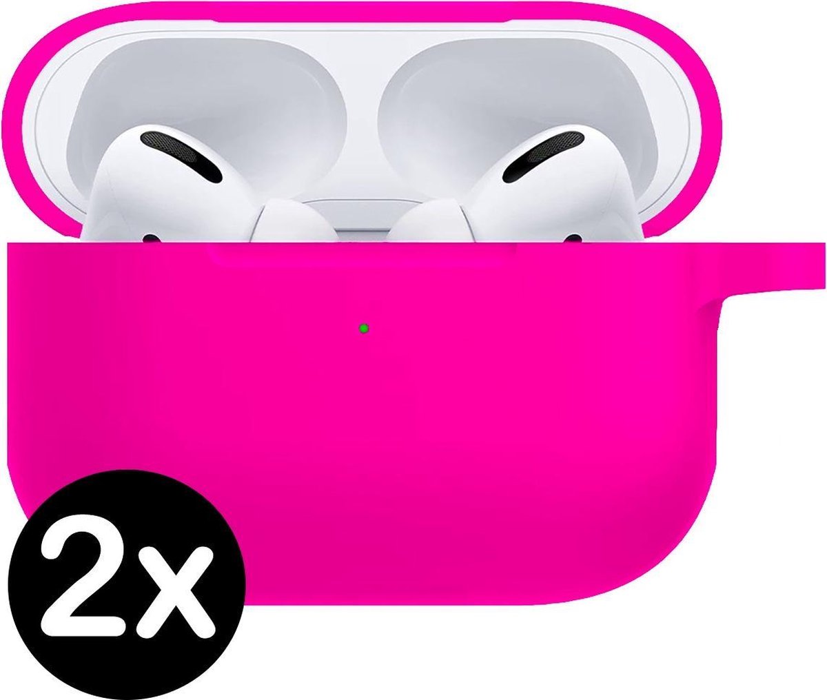 Hoes Voor Apple AirPods Pro Hoesje Siliconen Case - Donker Roze - 2 PACK