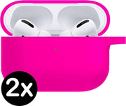 Hoes Voor Apple AirPods Pro Hoesje Siliconen Case - Donker Roze - 2 PACK