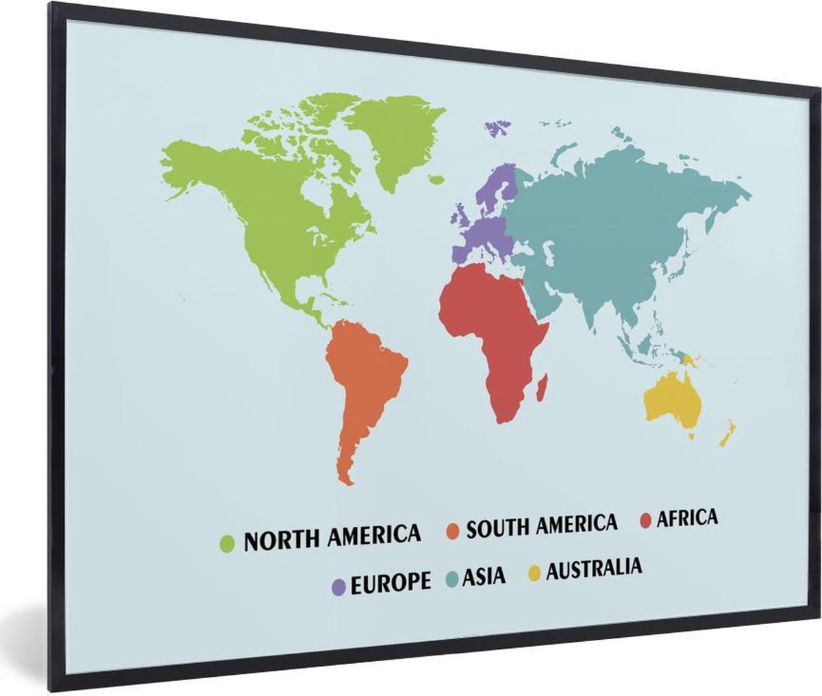 Wereldkaart Kinderen - Trendy - Kleuren - Schoolplaat - Kinderkamer - 60x40 cm