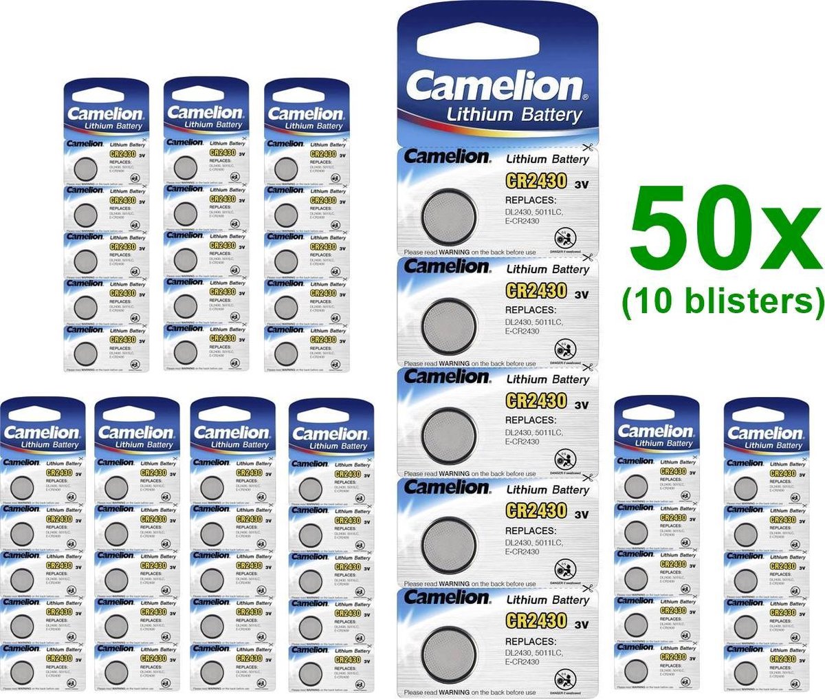50 Stuks (10 blisters a 5st) - Camelion CR2430 lithium knoopcel batterij