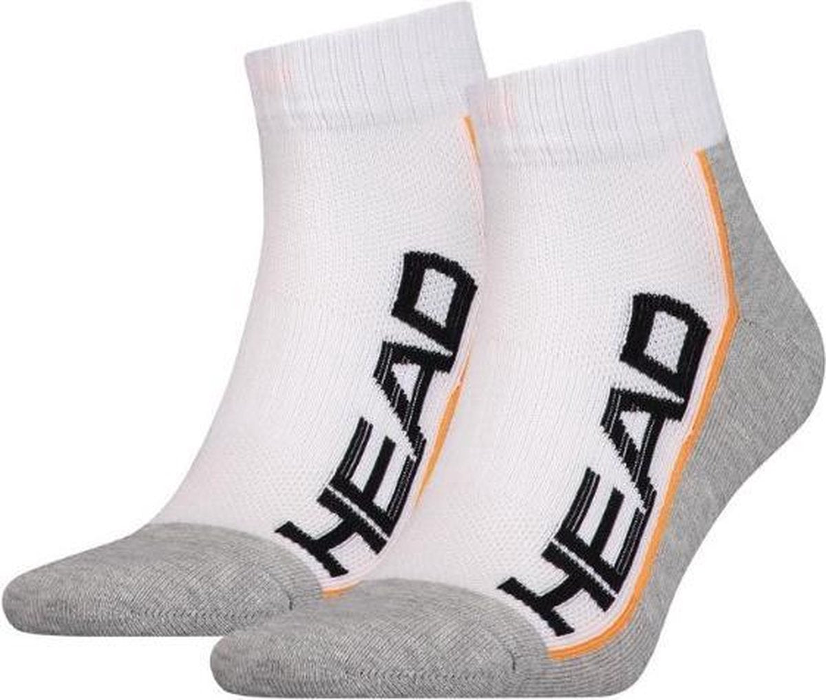 Head - Heren - 2-Pack Performance Quarter Sokken - Wit - 39-42