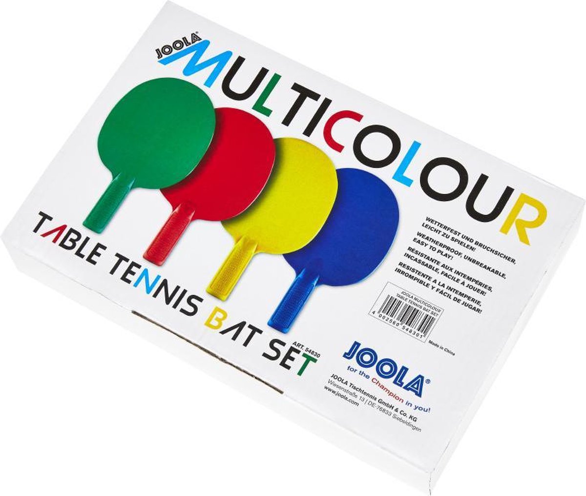 Joola Tafeltennisbat Outdoor Set Multicolor - Pingpong bat voor binnen en buiten 4 stuks