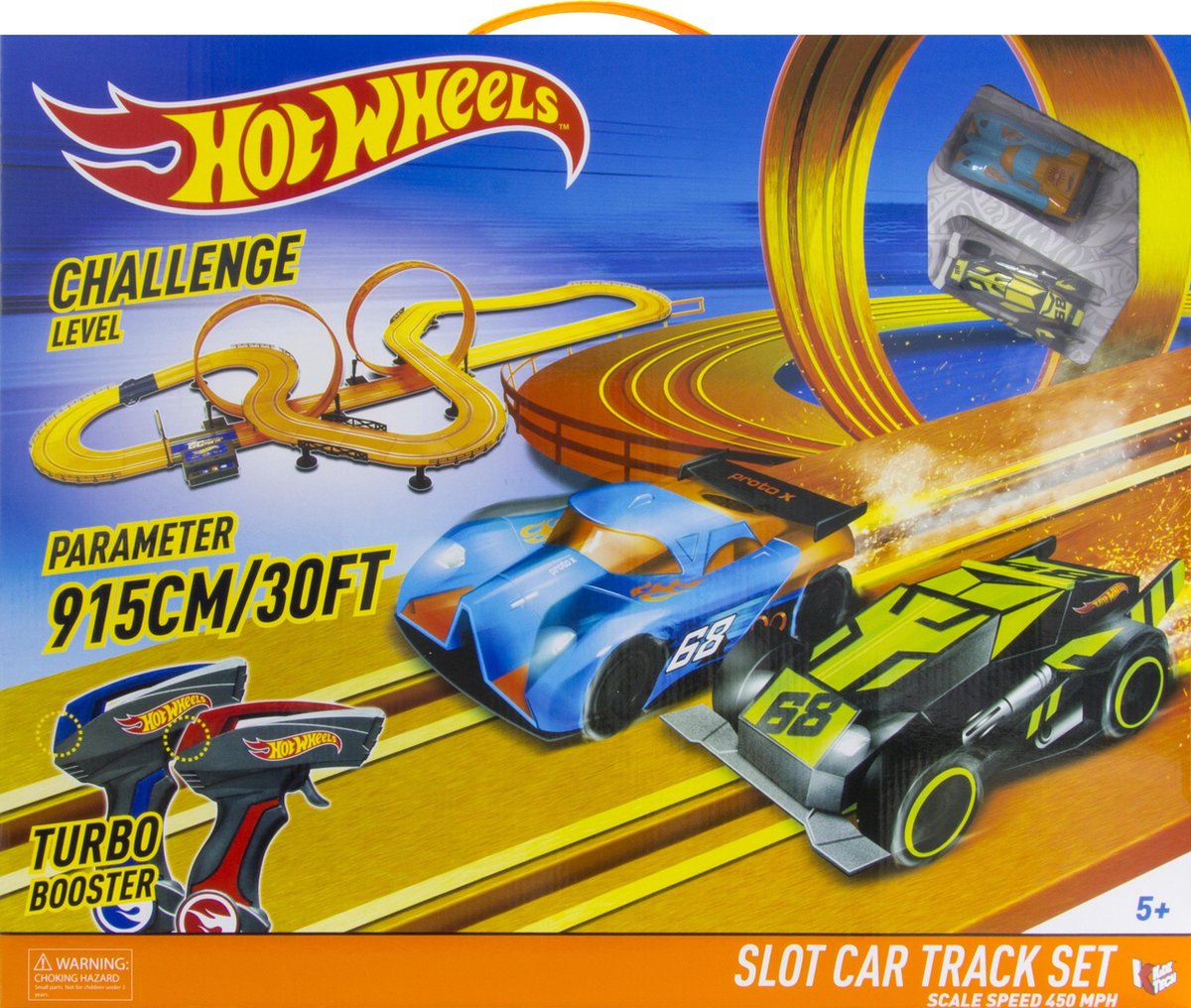 Hot Wheels Racebaan 915 Cm - met 2 Auto's en Adapter