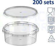 200 x Ronde plastic bakjes (ø118mm) met deksel - 300 ml - Transparant - Geschikt voor diepvries