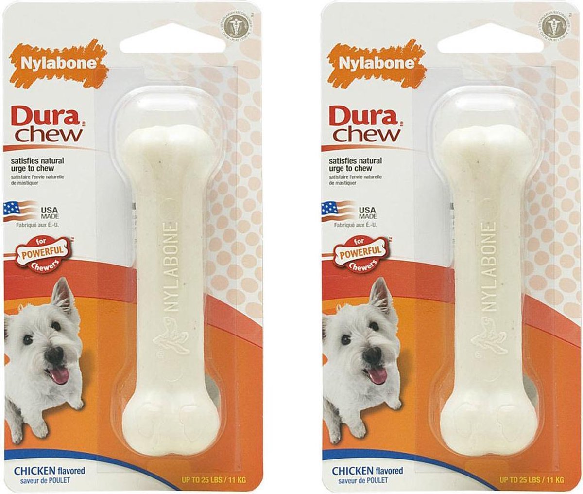 Nylabone Harde Bijters Kluif - Kip - Voor Honden tot 10 kg per 2 verpakkingen