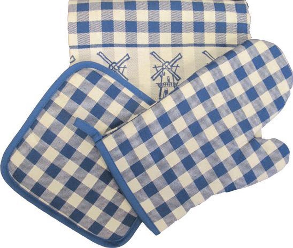 DDDDD Molens Kookset (Schort + Ovenwant + Pannenlap) - Blauw