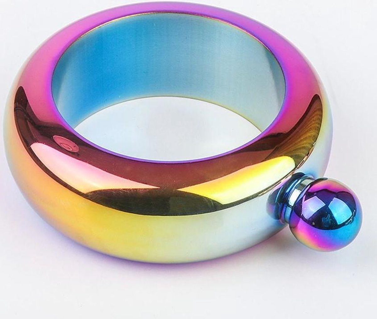 Armband heupflacon - 103 ml / 3.5oz - Veldfles veelkleurig - Platvink - Zakflacon - Heupflacon regenboog - Drankfles - Drankflacon - Zakfles