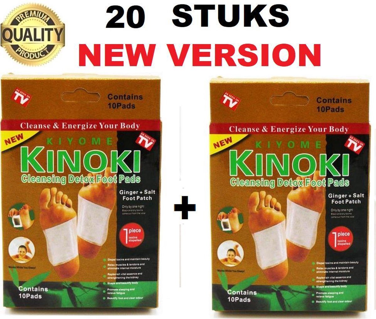 NEW GOLD Detox Voetpleisters Set 20 stuks Bekend van TV | Helpt tegen Depressie