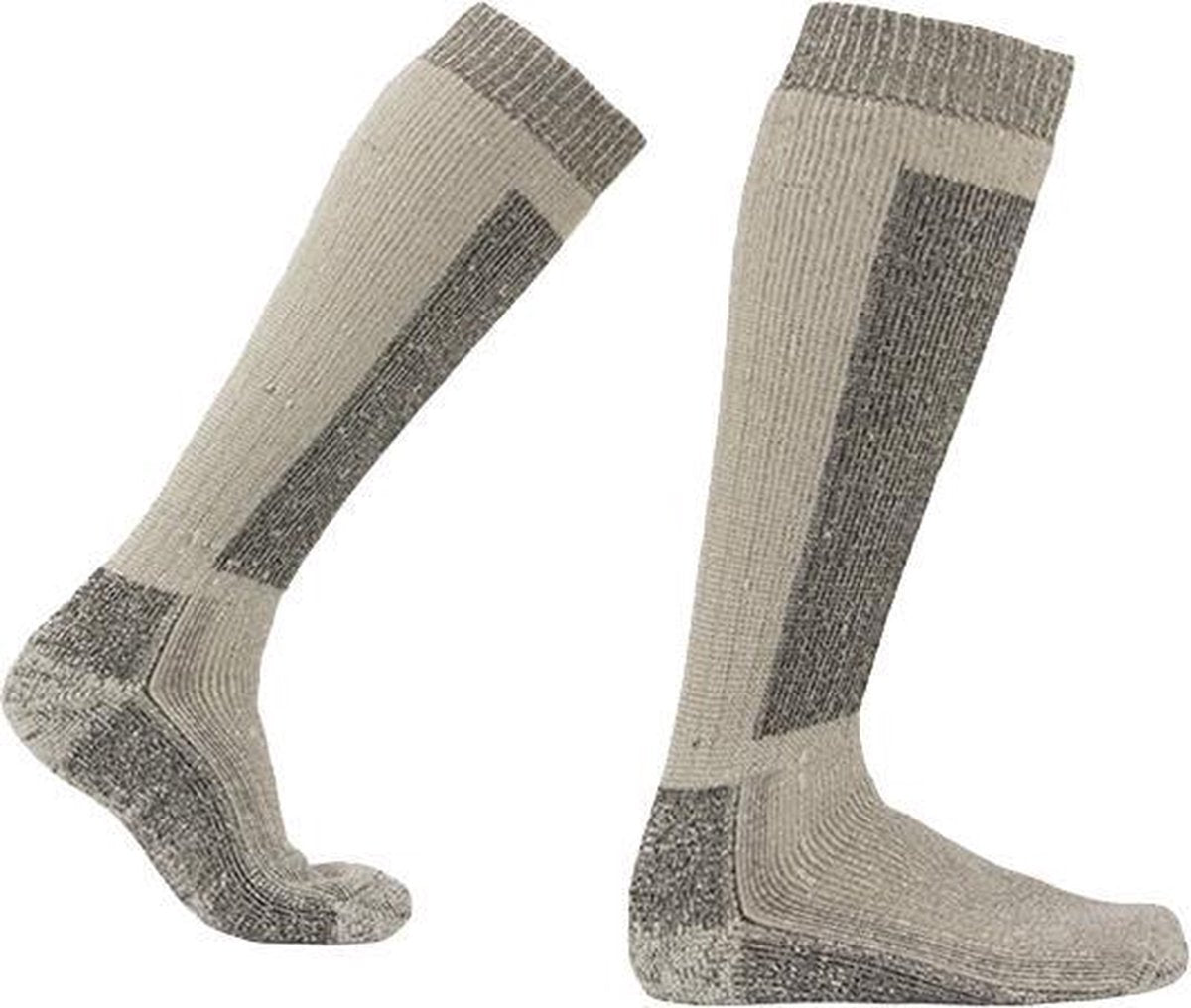 2-Pack Dikke Merino Wollen Kniekousen met Badstof Voering S6 - Unisex - Grijs - Maat 46-48