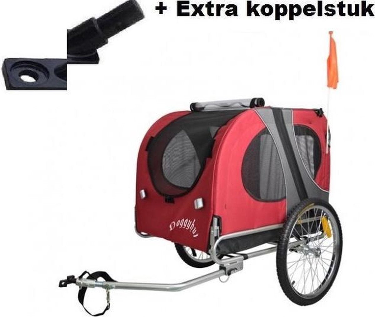 Fietskar original Medium - Rood  + Extra koppelstuk voor 2e fiets