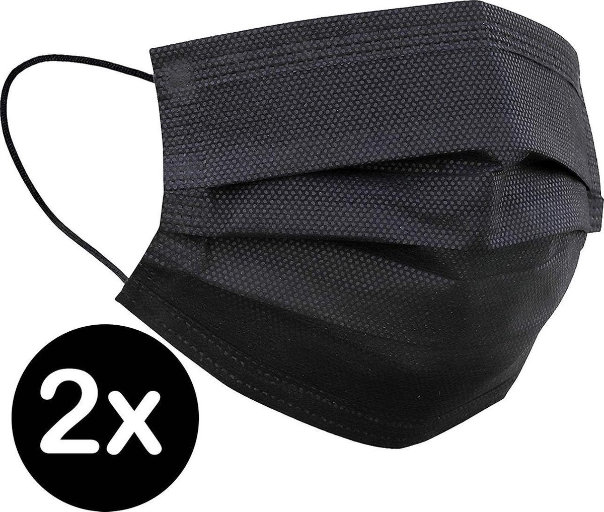 Mondkapje Wegwerp Zwart Mondmasker Mondkapje Wegwerp Mondkapjes Niet Medisch Universeel - 2x