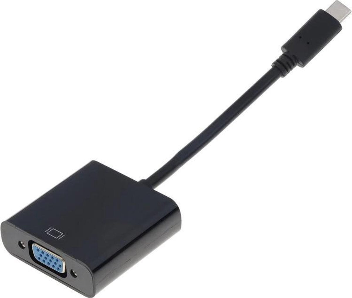 USB-C naar VGA adapter kabel USB Type C voor o.a. Macbook / Chromebook / Acer / Dell / HP / Lenovo - Zwart