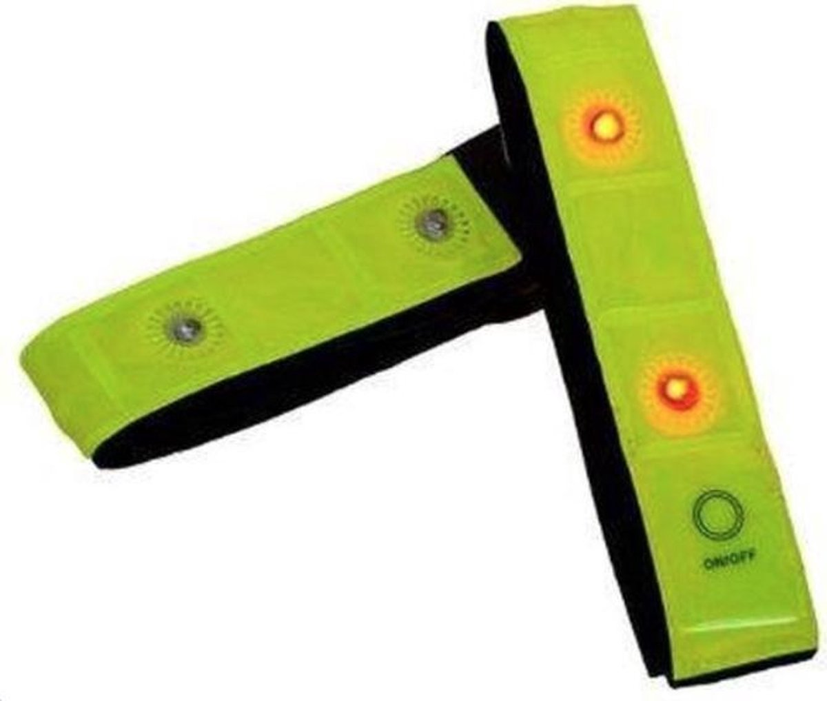 Jumalu - Gele Veiligheidsband met Rood Lichtgevende LED - Set van 2 stuks - Inclusief Batterij | Knipperend of Brandend Licht | Armband |Wandelen | Sporten | Knipperende Hardloopband | Veilig Hardlopen Band