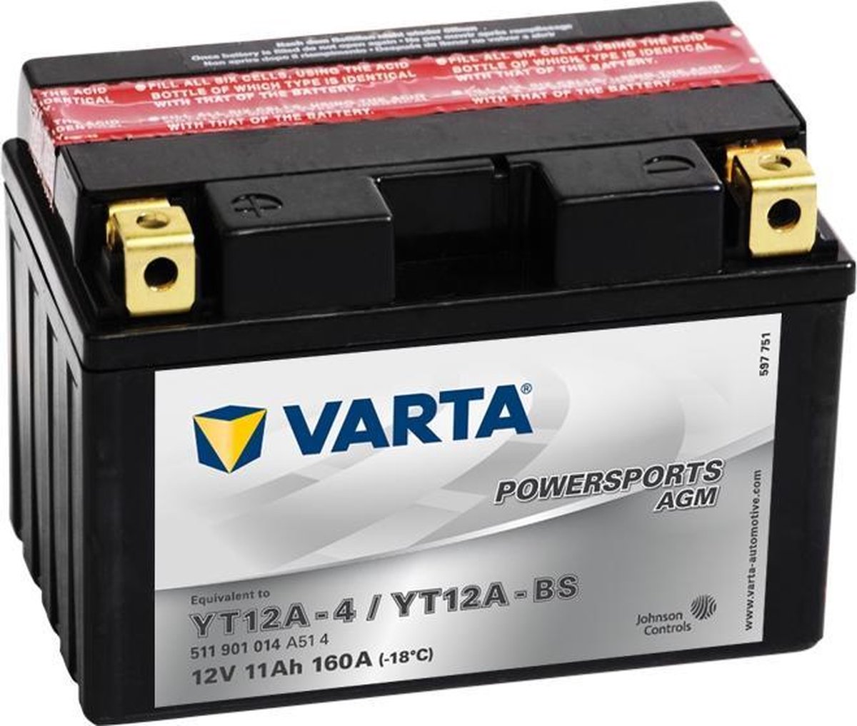Varta AGM accu 12 V 11 Ah YT12A-4 / YT12A-BS