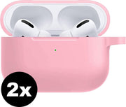 Hoes Voor Apple AirPods Pro Case Siliconen Hoesje - Licht Roze - 2 PACK