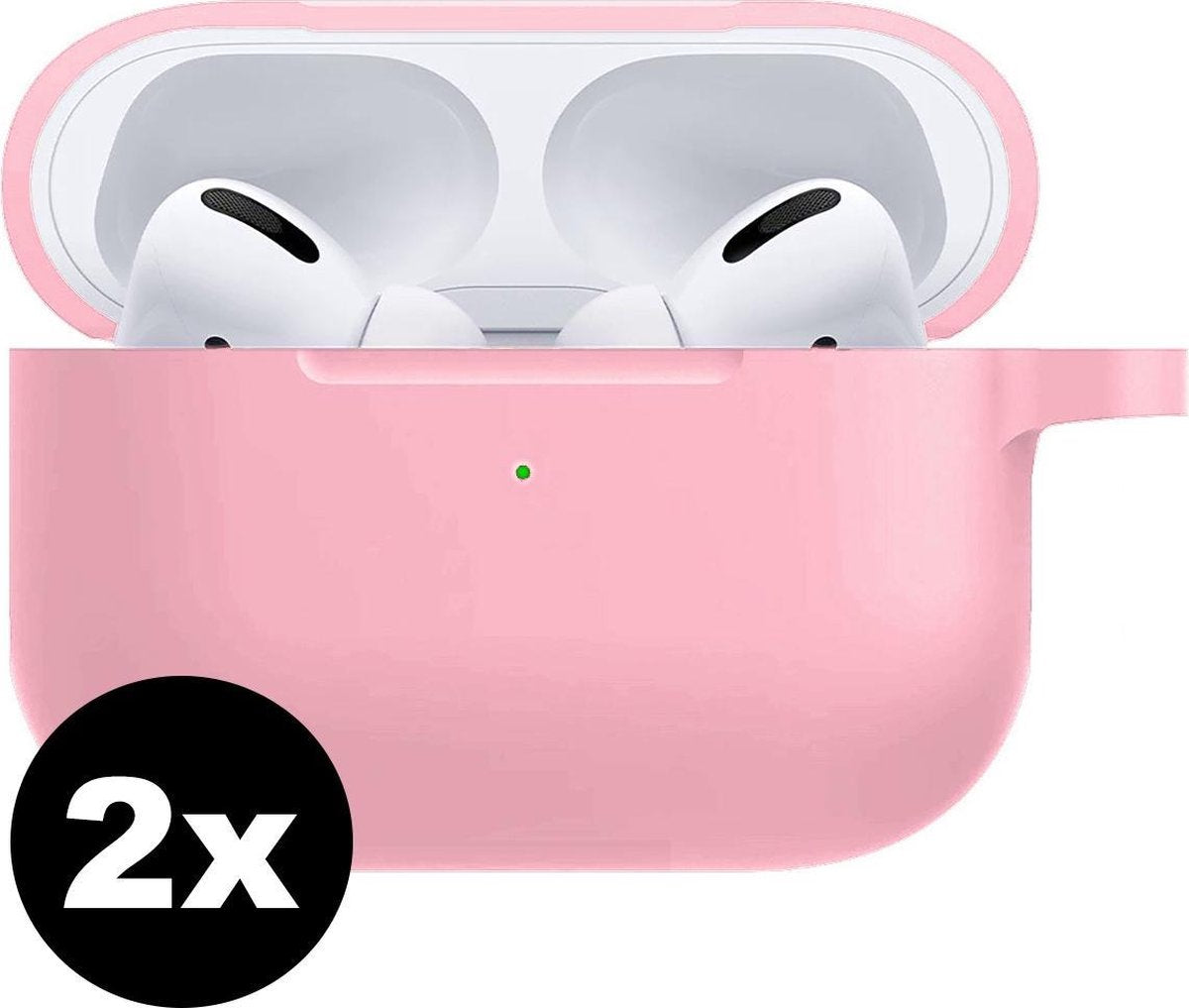 Hoes Voor Apple AirPods Pro Case Siliconen Hoesje - Licht Roze - 2 PACK