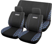 Autostoelhoes set universeel "Speed" compleet zwart/ blauw. GRATIS VERZENDING!
