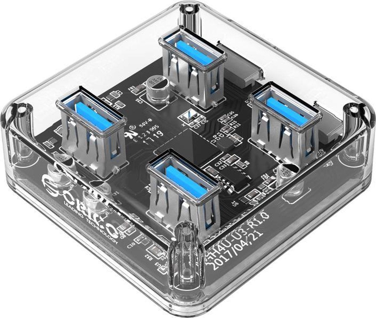 Orico USB 3.0 Hub  4x USB 3.0 poorten - Transparant