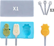 ProductGoods - Ijsvorm Dieren + Sneeuwpop - 3 Stuks - Yoghurt Ijsjes - Fruit Ijsjes - Bakvorm - Chocoladevorm - 3 Recyclebaar Stokjes - Kleur Blauw