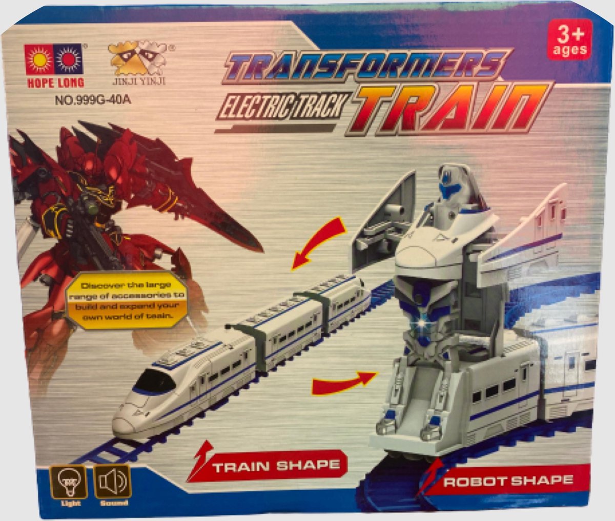 Transforming Robot Trein met Rail track met licht en geluid