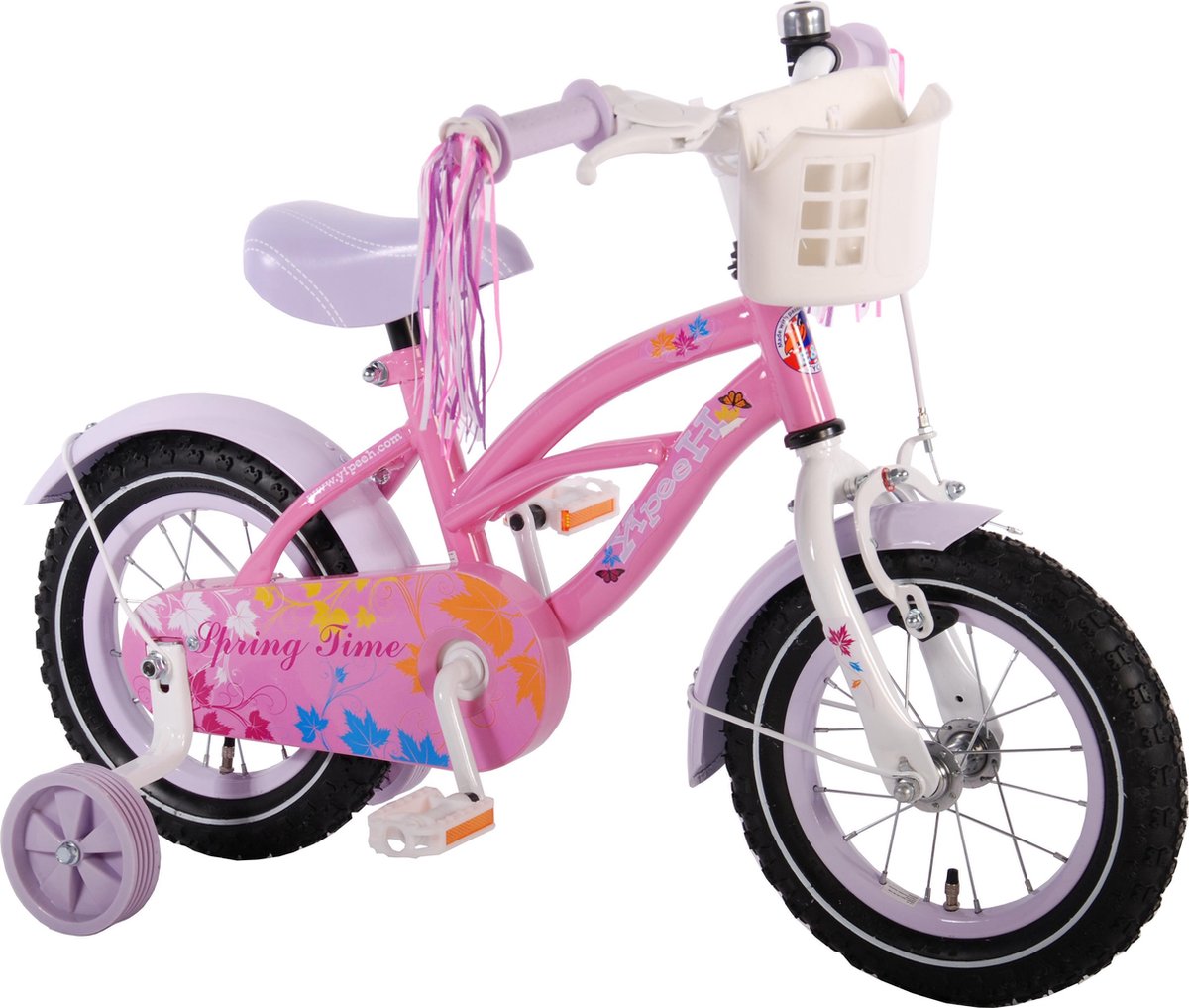 Yipeeh Spring Time - Kinderfiets - 12 Inch - Meisjes - Roze/Wit