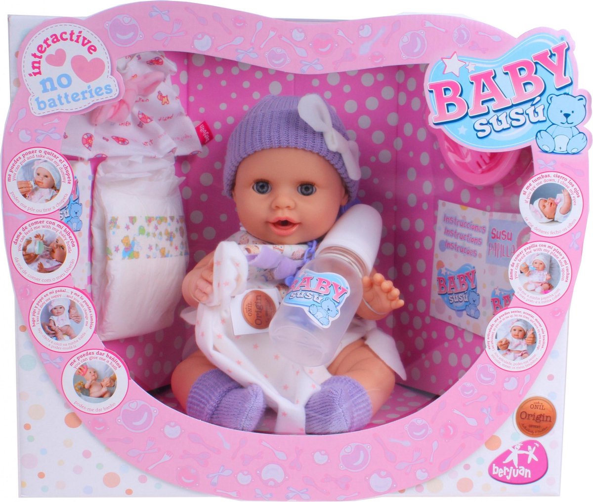 Berjuan Babypop Baby Susu Meisjes 38 Cm Vinyl Paars
