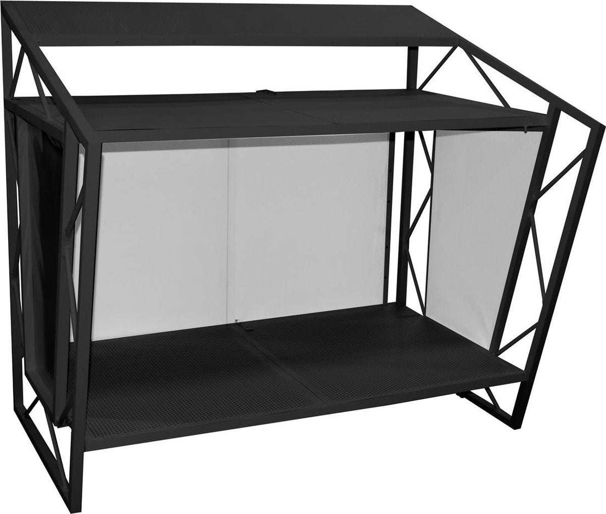 DJ booth / presentatiemeubel zwart opplooibaar in transportzak