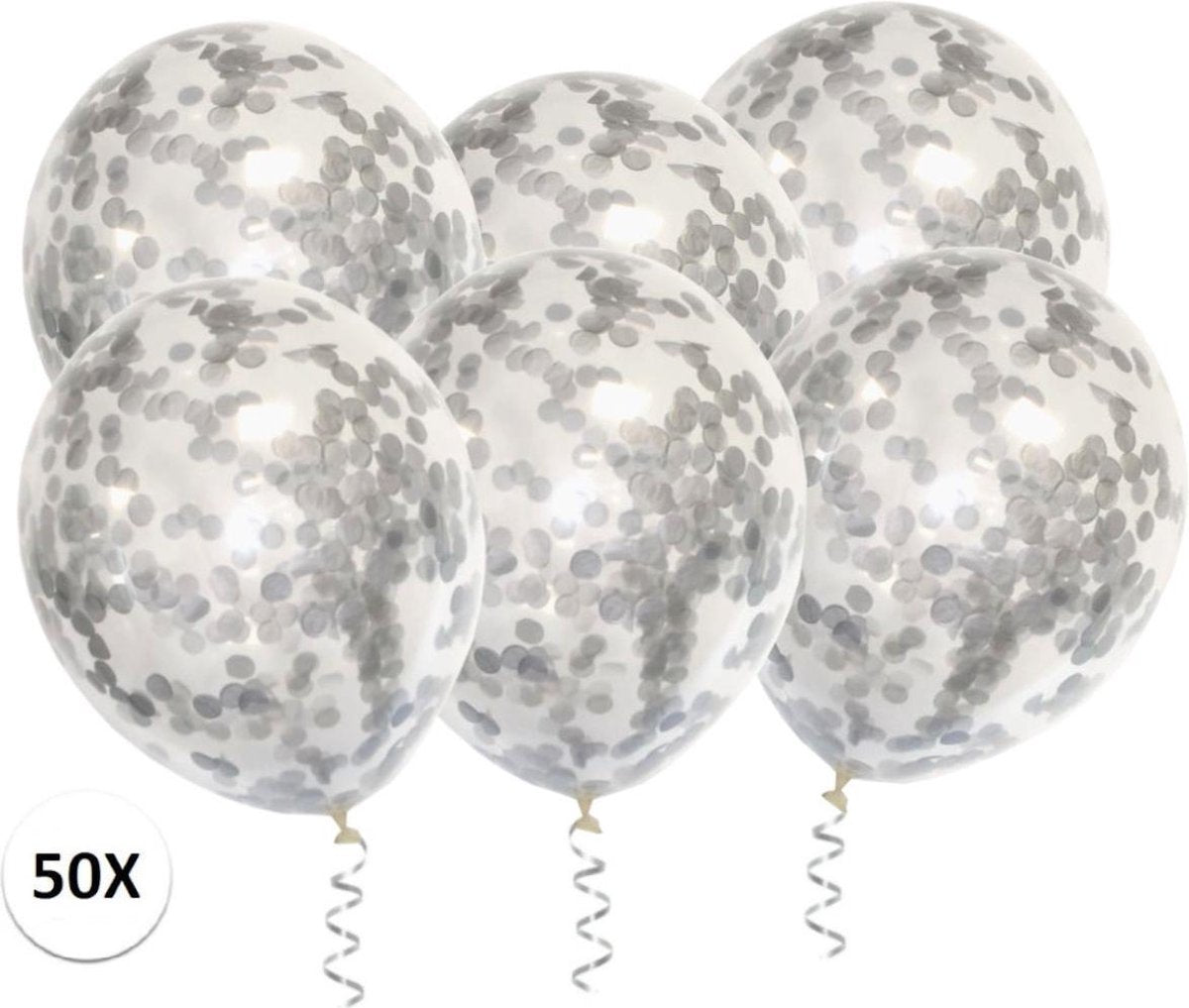 Zilveren Confetti Ballonnen 50 Stuks Luxe Feestversiering Verjaardag Bruiloft Ballon Zilvere\ Papier Confetti Ballon