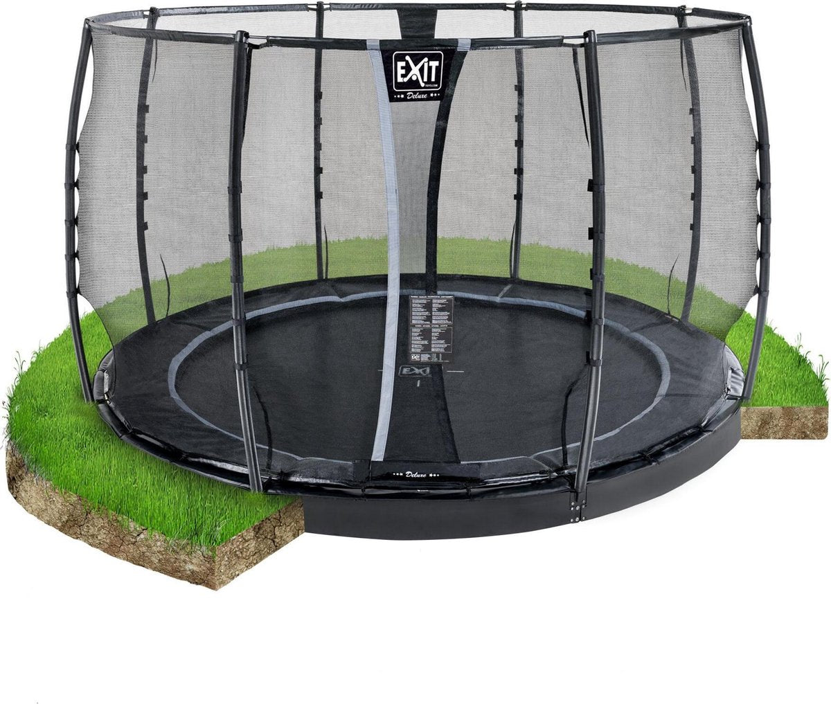 EXIT Dynamic groundlevel trampoline ø305cm met veiligheidsnet - zwart