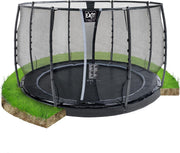 EXIT Dynamic groundlevel trampoline ø305cm met veiligheidsnet - zwart