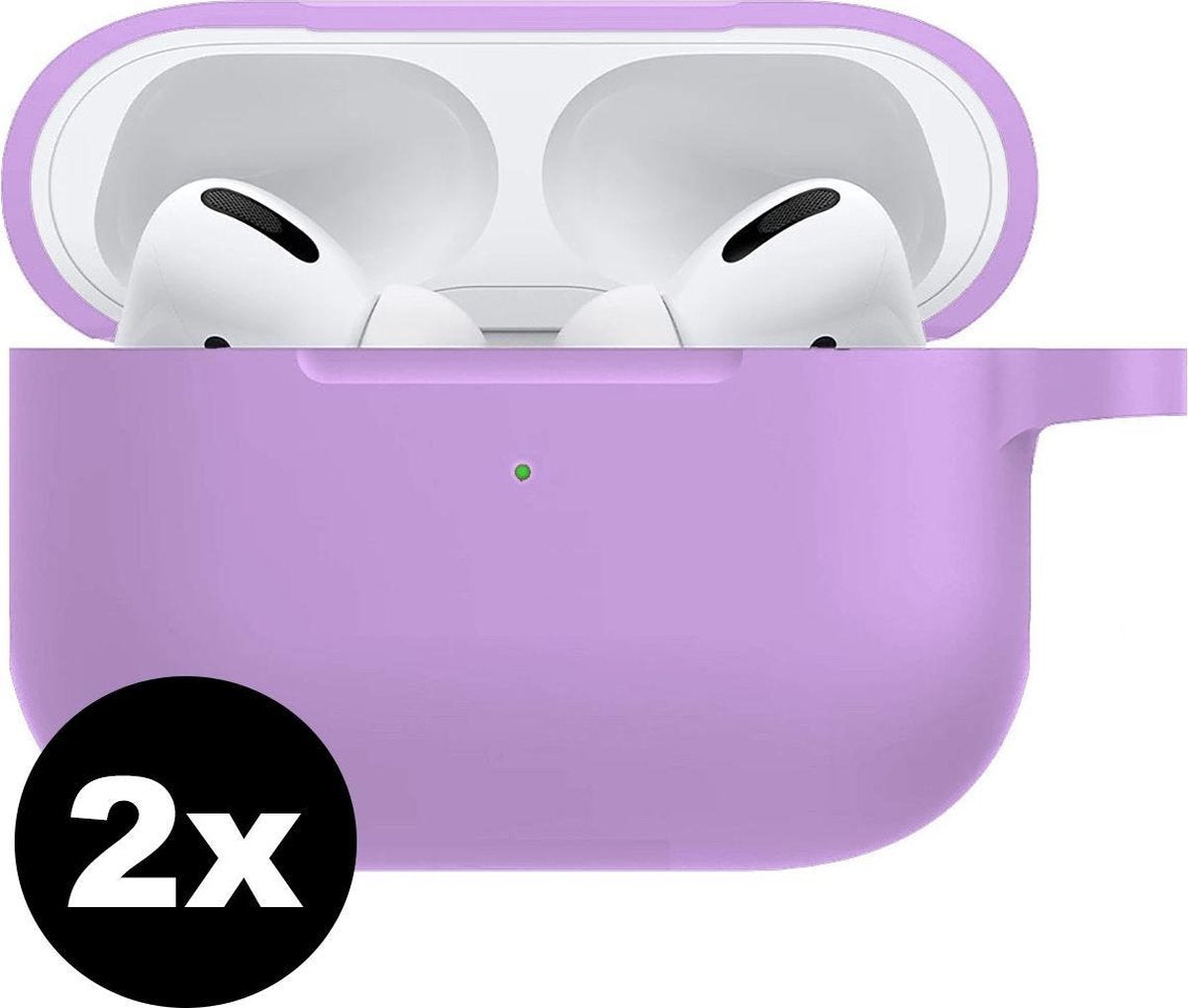 Hoes Voor Apple AirPods Pro Case Siliconen Hoesje - Lila - 2 PACK