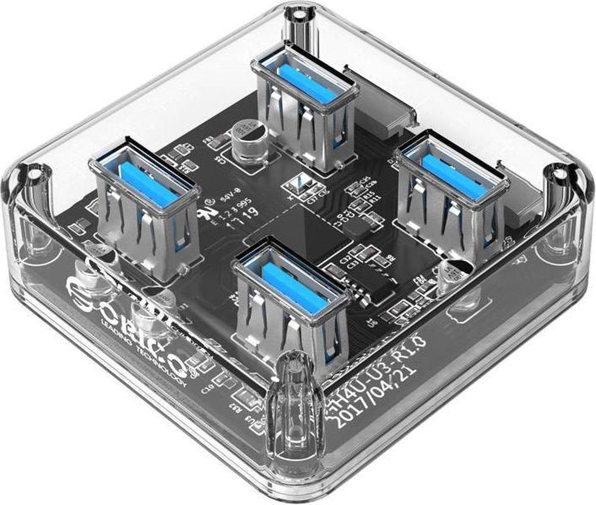 Orico USB 3.0 Hub  4x USB poorten - Transparant