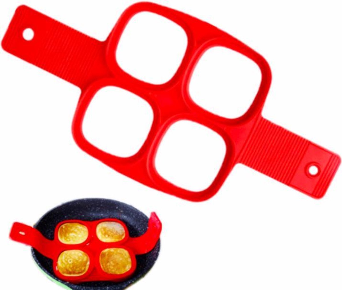 ProductGoods - Siliconen Bakvorm Ei Pannenkoek – Bakvorm Flipper - Maak de perfecte pannenkoeken gebakken eieren en omeletjes - Bakvorm ei – Bak eenvoudig 4 Gelijke Gerechten – Model Vierkant