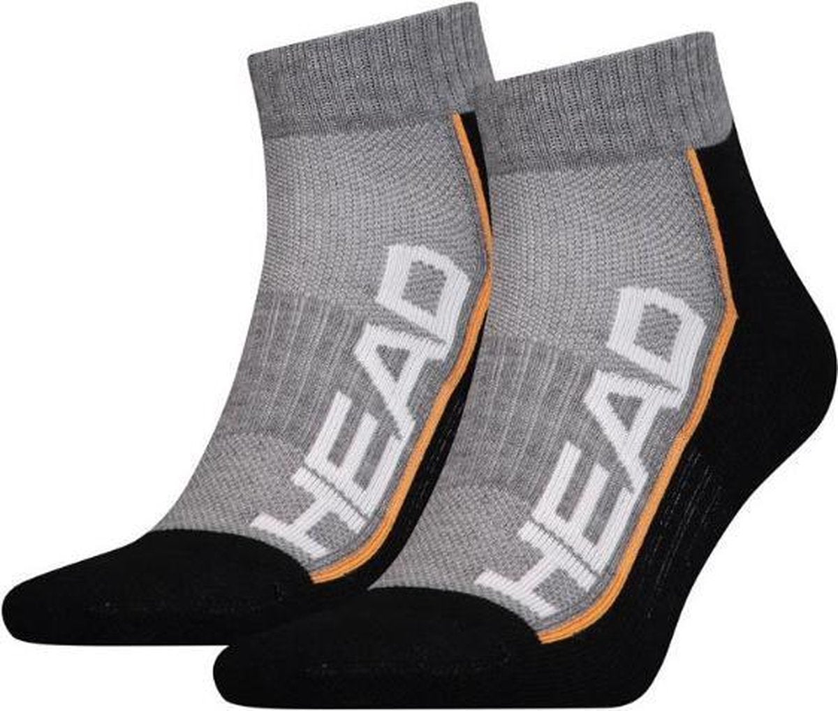 Head - Heren - 2-Pack Performance Quarter Sokken - Grijs - 35-38