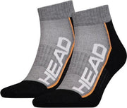 Head - Heren - 2-Pack Performance Quarter Sokken - Grijs - 35-38
